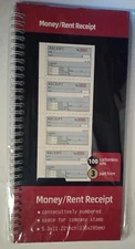 3 Pàrt Carbonless Money & Rent Receipt Book, 5-1/4" X 11", Spiral Bound 100 Sets