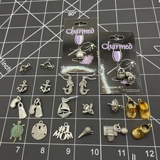 Arts and Crafts Pewter Charms Set of 21 Beach Boat Sports Sea Crafting Supplies