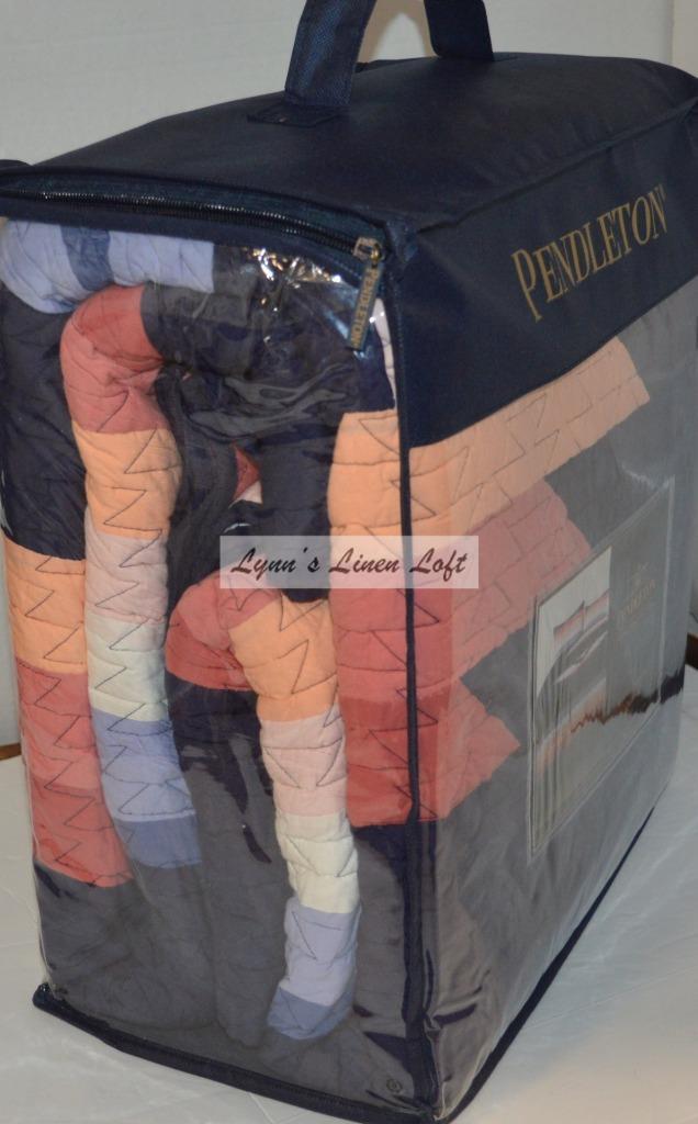 PENDLETON Sunset Canyon Southwestern FULL/ QUEEN QUILT SHAMS SET Navy