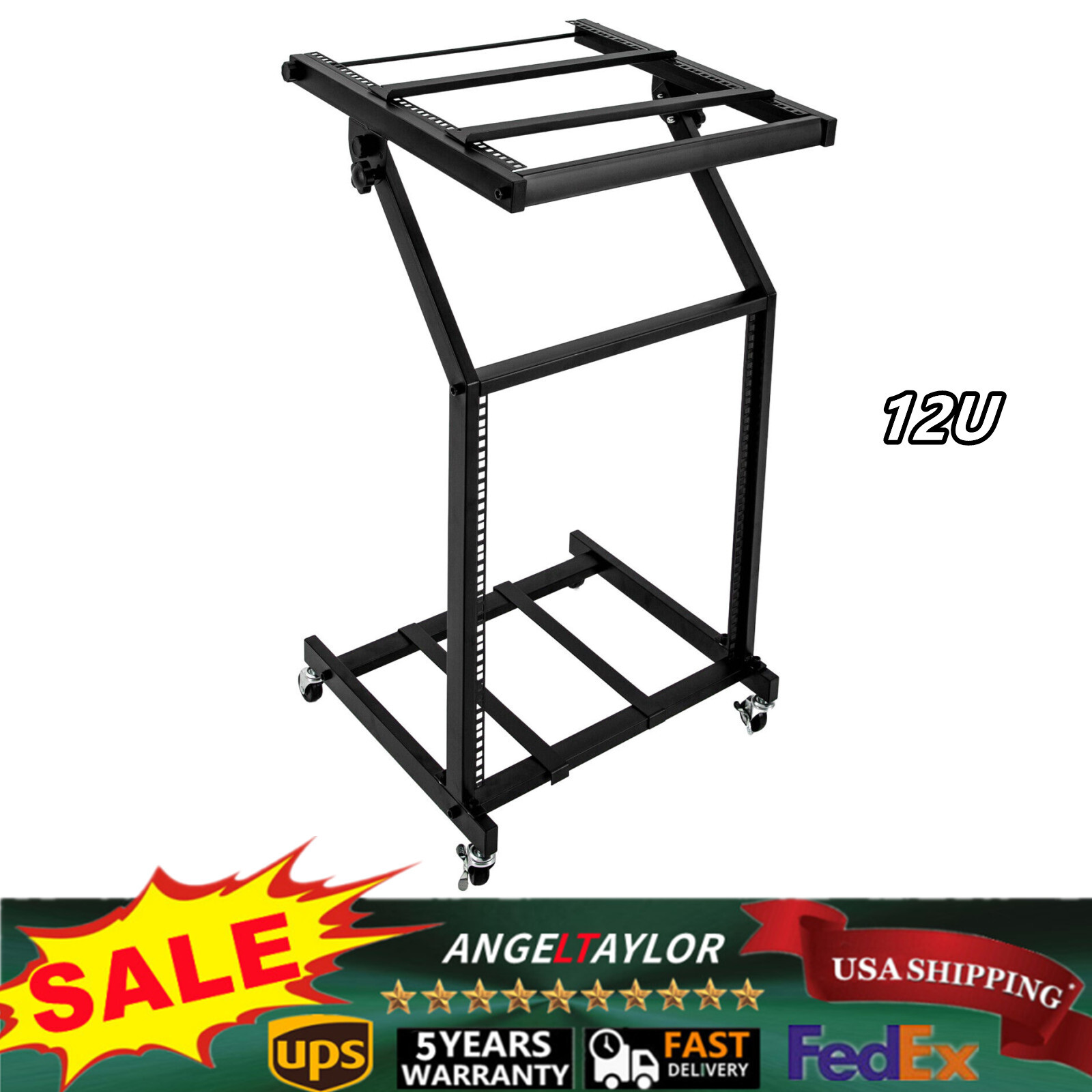 12U DJ Mixer Stand Rack Mount Stage Cart Music Equipment Studio Party Show NEW