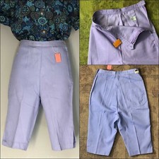 Vtg 50s 60s Girls Pants High Waist Lavender Cotton Shorts Side Metal Zip NOS 24