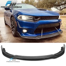 Fit 15-23 Dodge Charger SRT Carbon Fiber Print ABS V3 Style Front Bumper Lip