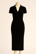 Reformation Ribbed Knit Midi Dress S Black Old Money Clean Girl Carolyn Kennedy