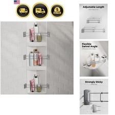 RV Shower Corner Storage Bar Adjustable Space Saver Stainless Steel 3 Pack