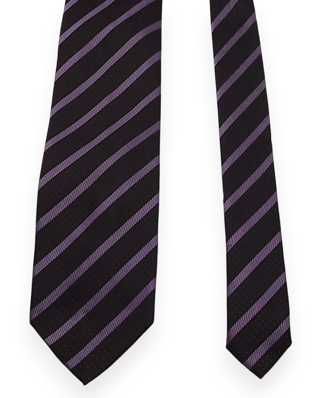 Thomas Nash Polyester Tie – Brown & Purple Striped Men’s Retro 2000s Formalwear image 3