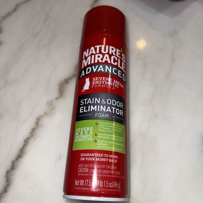 BOX 6 Pcs- Nature's Miracle 17.5oz Advanced Stain and Odor Eliminator Foam Spray