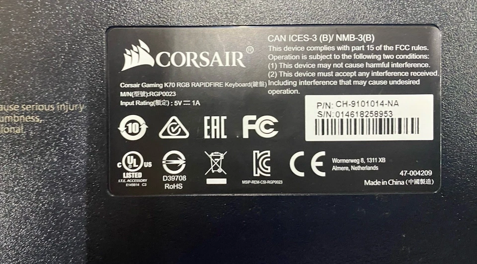 Corsair K70 RGB RAPIDFIRE Mechanical Gaming Keyboard  model CH-9101014-NA - Image 3 of 4