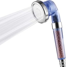 High Pressure 3-Setting Shower Head with Mineral Beads   Water Saving  Spa Feel