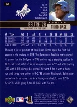 2000 Upper Deck #140 Adrian Beltre DODGERS - Image 2 of 2