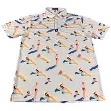Bad Birdie Polo Shirt Mens Large Golf Performance Stretch All Over Beach Girls