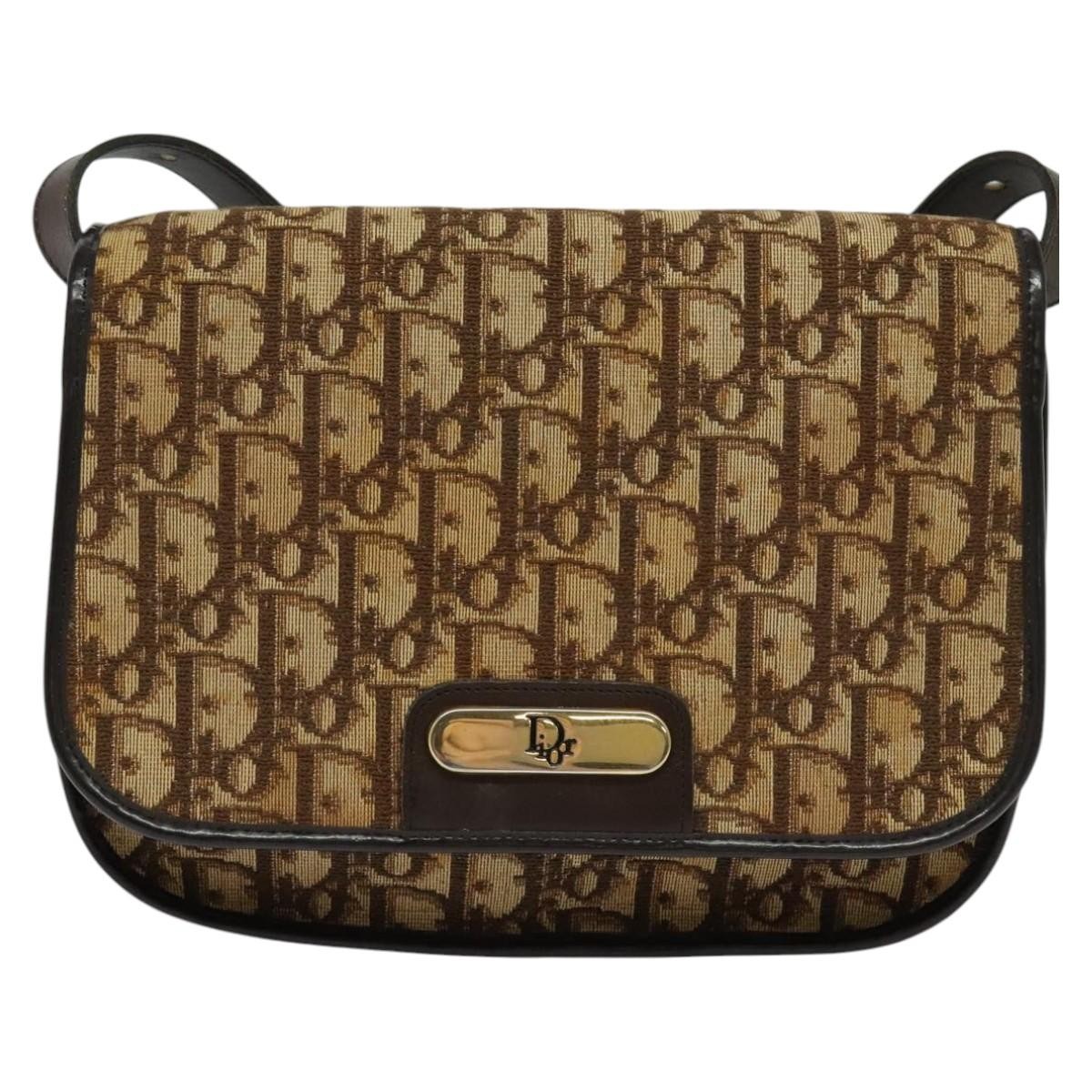 Dior Brown Canvas Shoulder Bag Authentic