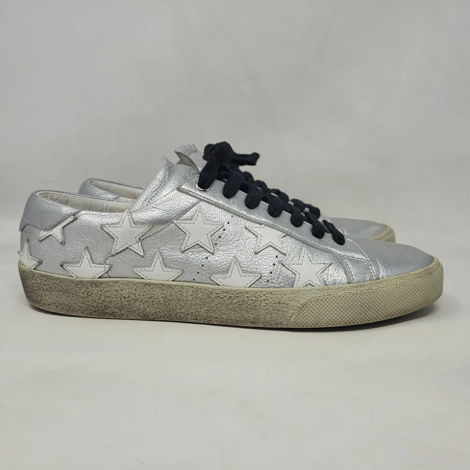 Zapatillas Saint Laurent Mujer EU40 US10 Plateadas Metálicas Cuero Corte Clásicas Foto 2 de 4