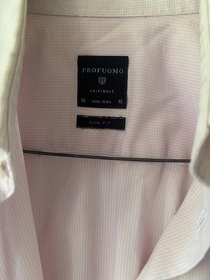 Profuomo Originale Klassisches Hemd Slim Fit kariert rosa bügelfrei 38