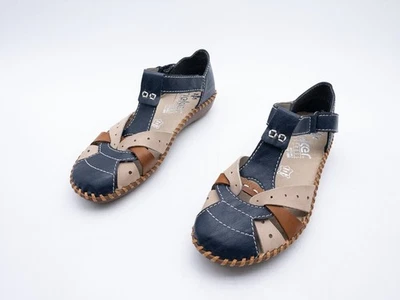 Rieker Sandales Compensées Slingback En Cuir, T37 EU, 39047-100 - Photo 1/4
