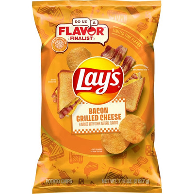 Lay's Potato Chips Bacon Grilled Cheese Flavored Snack Chips, 7.75 oz Bag
