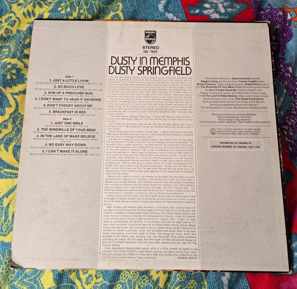 Dusty Springfield Dusty In Memphis original 1969 LP Northern Soul classic TESTED - Image 2 of 4