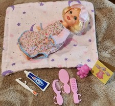 Handmade FLANNEL BLANKET for KELLY w/NIGHTGOWN, SLEEP MASK TOOTHBRUSH Bear +MORE
