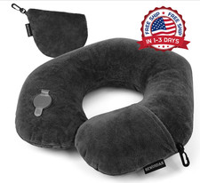 Inflatable Travel Neck Pillow, U-Shape Blow Up Support for Airplane Car Travel