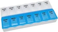 Weekly Pill Box Organizer 7 Day Medicine Storage Case 2 Times a Day Daily AM PM