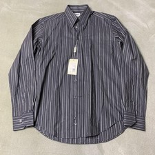 Versace Collection Shirt Mens 15.5 Gray Stripe Slim Fit Dress Cotton Long Sleeve