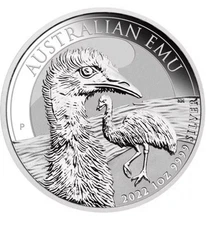 2022 1 oz Australian .9999 Silver Emu Coin (BU) From Mint Roll