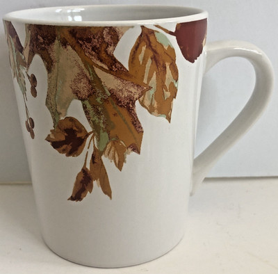 Royal Norfolk Autumn Leaves Coffee Tea Mug Cup 14 Oz Oversized 4.5'' White Multi