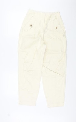 Mango Damen Elfenbein Baumwolle Karotte Hose Größe 6 L25 mit normalem Reißverschluss