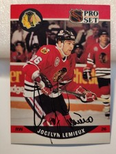 1990-91 PRO SET JOCELYN LEMIEUX #432 AUTO CHICAGO BLACKHAWKS