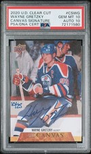 2020-21 UD Clear Cut Canvas Signature /25 Wayne Gretzky PSA 10 Blue On Card Auto