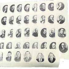Portraits of the Presidents of the United States Litho Print Set 9" x 12" 1976