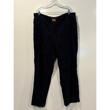Lauren Ralph Lauren Black Linen Wide Leg Pants Gold Buckle Womens Size 20W
