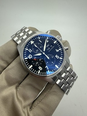IWC Pilot Chronograph Automatic Steel Black Dial 43mm Watch IW377709 w/ Case