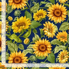 Sunflower Farm Floral Bl Fabric - By The Yard - Cotton Timeless Treasures CD3361