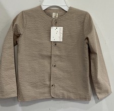 NWT Analogie Boys Size 7 Year Seersucker Collarless Beige Jacket   Shorts 