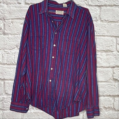 Oakton Long Sleeve Striped Button Top Women's Size XL