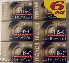 Maxell VHS-C TC-30 HGX Gold Premium Camcorder Video Tapes Lot Of 6