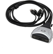 Syba 2-Port KVM Switch 1920 x 1200 HDMI USB 2.0 Hub 3.9 ft Cables SY-KVM31034