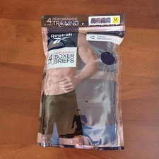 Size M BRAND NEW MEN'S  REEBOK 4 PACK PERFORMANCE BOXER BRIEFS- A01
