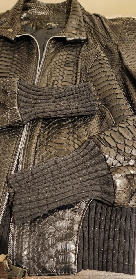 Jean Claude Jitrois РЕДКАЯ дизайнерская роскошь питон кожаная куртка женщин размер S/36 - Изображение 3 из 4