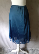 Vintage Half Slip Blue Nylon Small Dixie Belle Lace Trim Hem Antron III USA Made