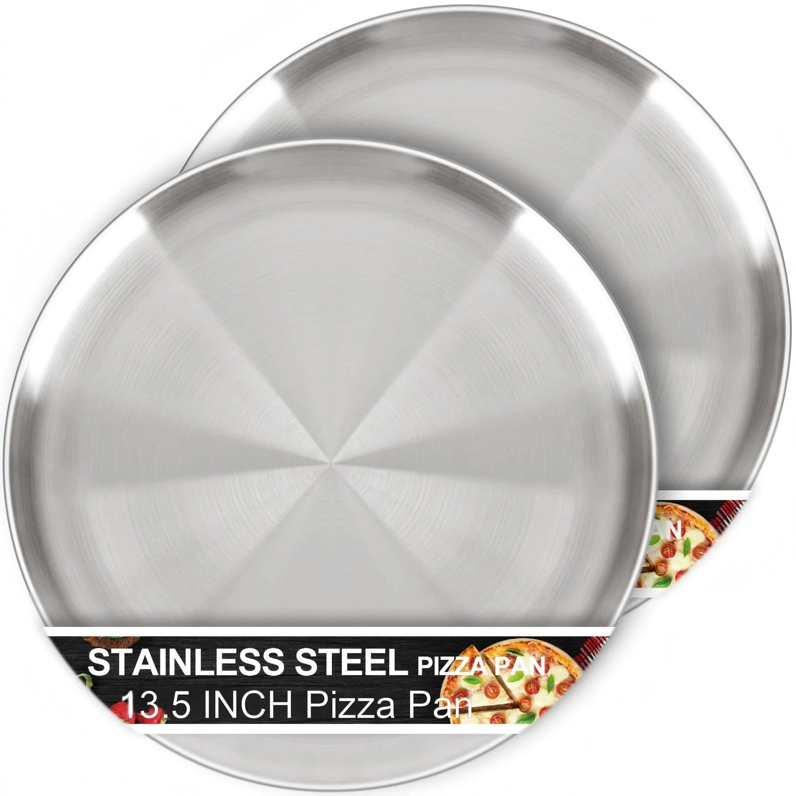 AWTBDP 13½ Inch Pizza Pan for Oven set of 2, Non-Stick 13.5 inch, Silver