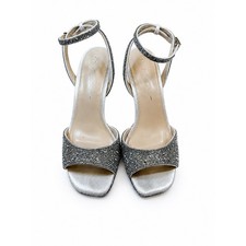 Blue by Betsey Johnson Suni Womens 6 Silver Rhinestone Platform Dress Sandals