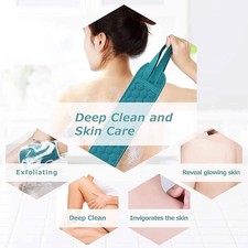 3PCS Bath Exfoliating Back Scrubber Strap Loofah Glove Body Wash Shower Set