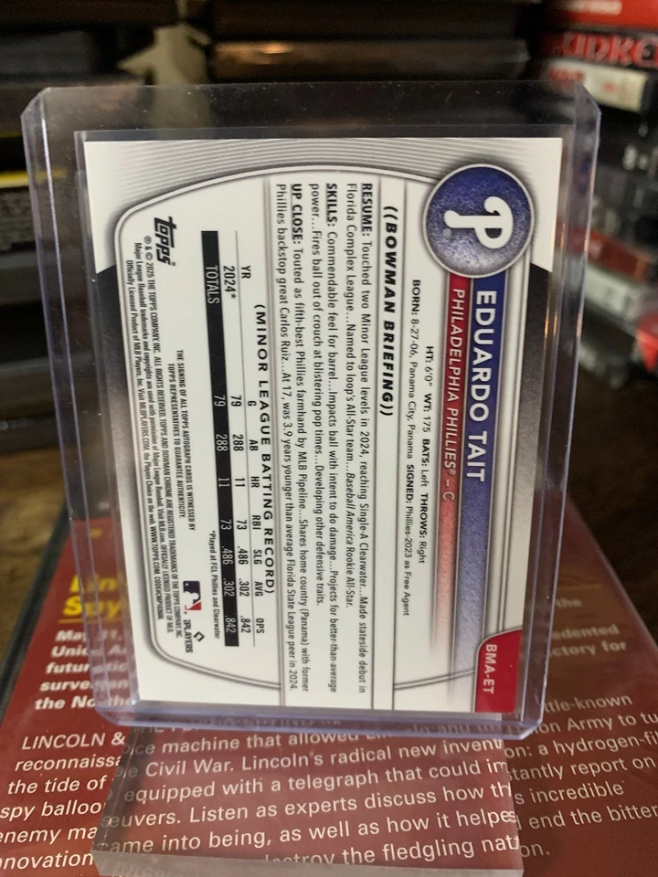 Eduardo Tait 2025 Bowman Chrome Prospect Mega Caja Verde Refractor Automático/99 Foto 2 de 2