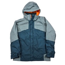 Columbia Omni-Tech Jacket Kids Large Blue Grey Nylon Waterproof Omni-Heat