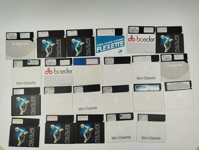 5,25-Zoll-Disketten für den PC, 28 Stück, mit Diskettenschachtel
