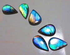 145 Ct Bulk Lot Natural Green Fire Labradorite Pear Cabochon Gemstone SB-264