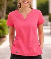 Crocs 2-Pocket Scrub Top Women  s M Pink Cotton Blend Career Workwear Healthcare