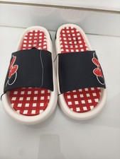 Women Disney Minnie Mouse Bow Slide Sandal By Ground Up Black Red Size 11