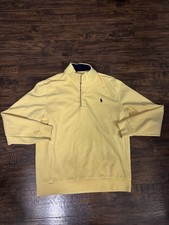 Polo Ralph Lauren Yellow Sweatshirt Pullover Snap Button Mens Rugby Sz:L